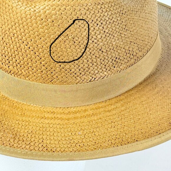 Bruno Capelo  Mens 7.5" 75/8 Straw Amish Hat X-Large Tan & Red Farmer Style - Picture 12 of 12